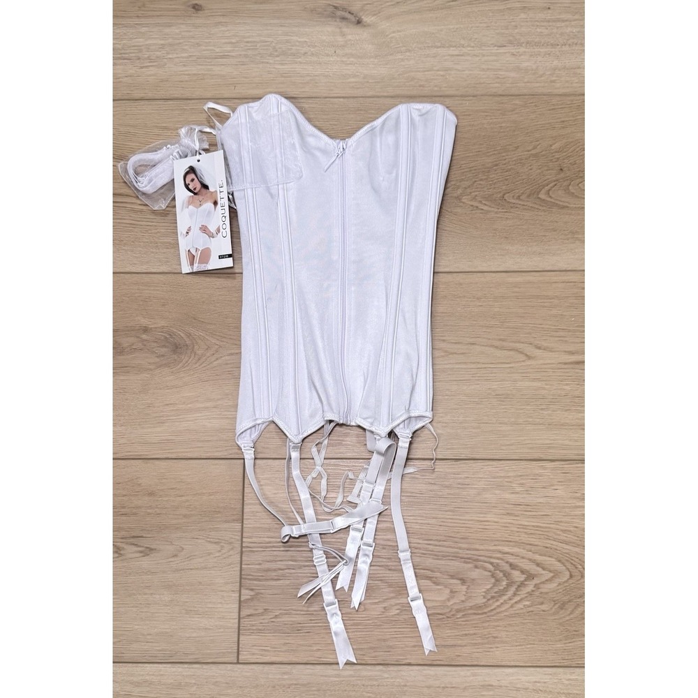 Coquette Corset White Bridal Fully Boned Removable Straps/ Garters SZ S